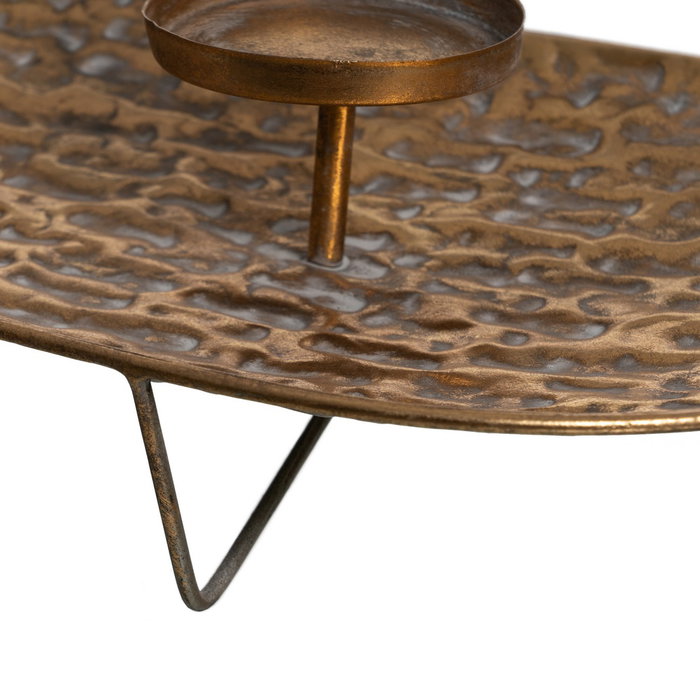 Centro 3 Portavelas Oro Metal Decoración 65 X 23,50 X 10,50