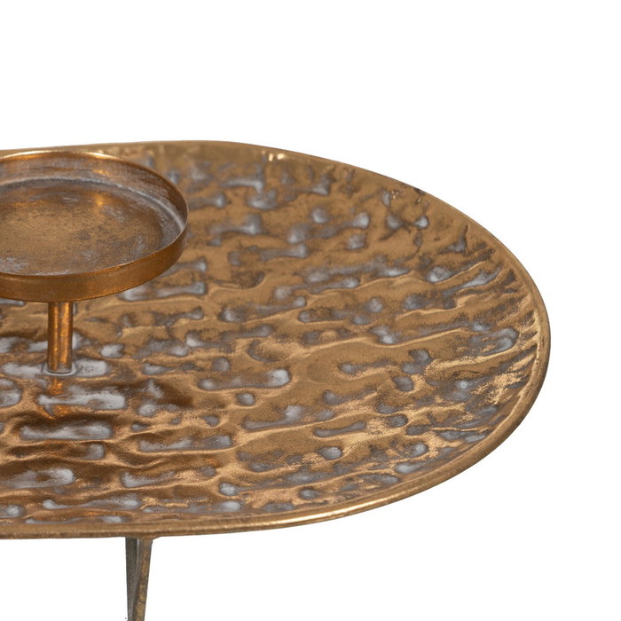 Centro 3 Portavelas Oro Metal Decoración 65 X 23,50 X 10,50