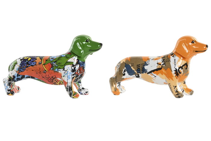 DKD Home Decor Figura de Perro en Resina, Set de 2 Unidades Multicolor DKD Home Decor Figura de Perro en Resina, Set de 2 Unidades Multicolor