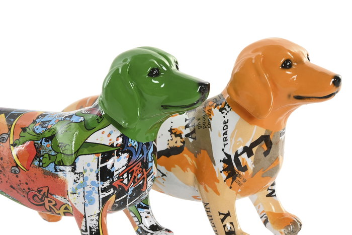 DKD Home Decor Figura de Perro en Resina, Set de 2 Unidades Multicolor DKD Home Decor Figura de Perro en Resina, Set de 2 Unidades Multicolor