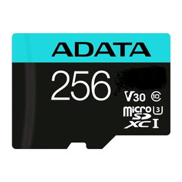 Adata Tarjeta de Memoria microSDXC 256GB UHS-I U3 Clase 10 V30 A2, Rendimiento Hasta 100MB/s, con Adaptador, AUSDX256GUI3V30SA2