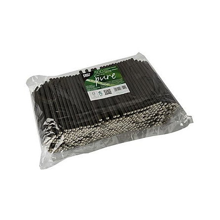 PAPSTAR Pajitas para cóctel negro puro PAPSTAR Pajitas para cóctel negro puro