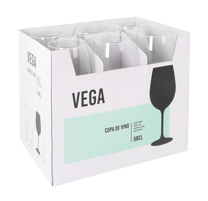 Inde - Copa de Vino Vega, 580 ml / 58 cl, Cristal, Diámetro 7.5 cm x Altura 23 cm, Peso 240 g (24 Unidades)