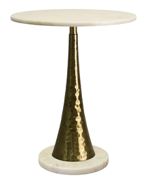DKD Home Decor Mesita Auxiliar de Mármol y Metal Blanco y Dorado