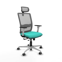 PIQUERAS Y CRESPO Silla de oficina Haches con mecanismo Sincro/Traslack Turquesa y Gris