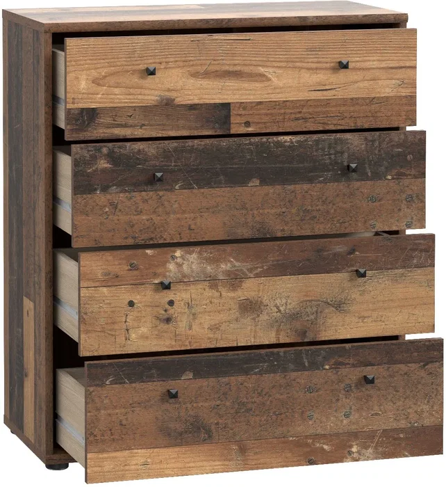 TEMPRA Comoda de 4 Cajones, Efecto Madera Vieja, 73.7 x 34.8 x 85.5 cm, T2KK212H51