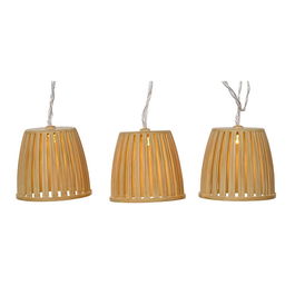 Lumineo Guirnalda Solar Cesto Madera Exterior IP44 10 Leds Luz Blanca Cálida 4.5m 1xAA 400mAh Batería Recargable Encendido Automático