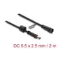 DeLOCK Cable de extensión DC 5.5 x 2.5 mm macho a hembra impermeable 2 m negro
