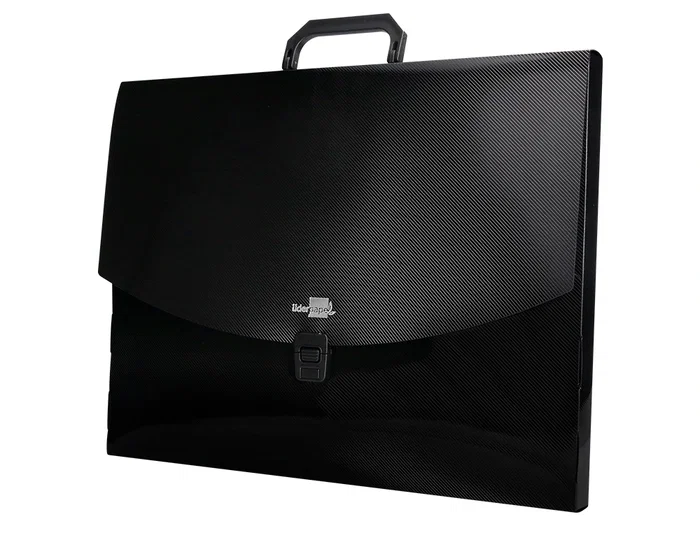 Liderpapel Carpeta Portadocumentos Polipropileno DIN A3 con Asa y Broche Negro 35mm Lomo