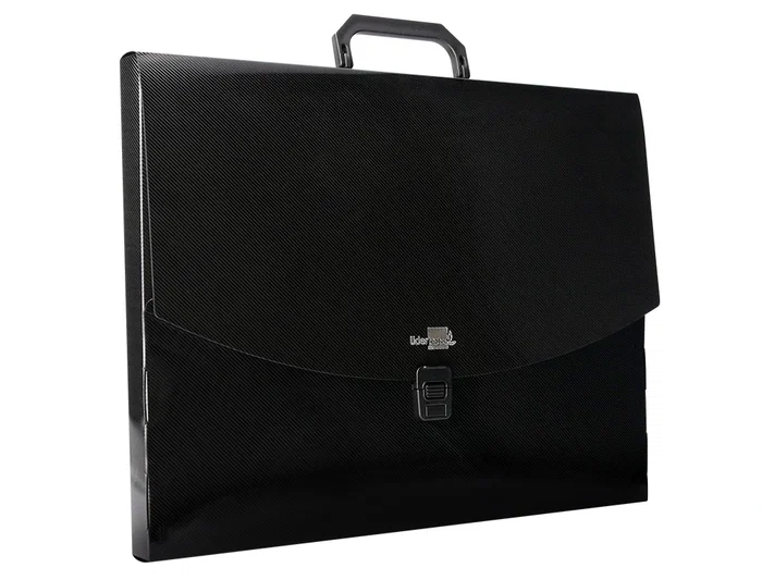 Liderpapel Carpeta Portadocumentos Polipropileno DIN A3 con Asa y Broche Negro 35mm Lomo