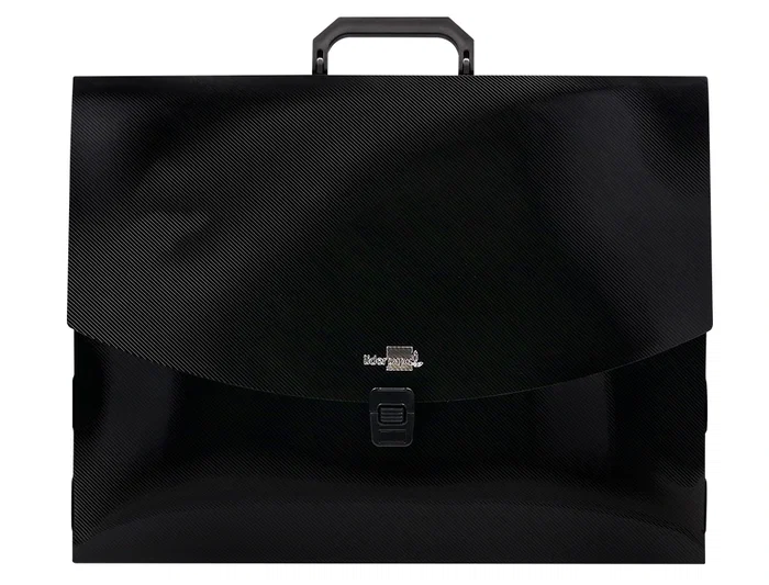 Liderpapel Carpeta Portadocumentos Polipropileno DIN A3 con Asa y Broche Negro 35mm Lomo