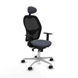 PIQUERAS Y CRESPO Silla de oficina Jorquera con mecanismo Sincro, Gris oscuro y Negro