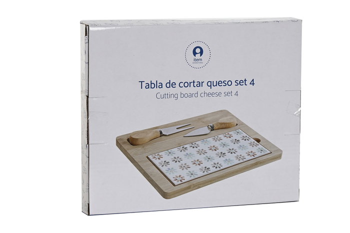 DKD Home Decor Set de 4 Tablas de Aperitivo Casablanca 2022 en Bambú y Gres Multicolor
