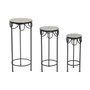 DKD Home Decor Set de 3 Mesas Auxiliares de Forja y Mosaico STONES