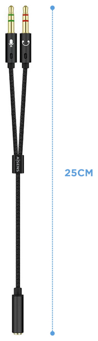Aisens Cable Adaptador Audio Jack 3.5 2x Macho 3-pin a 1x Hembra 4-pin 25cm Negro Aisens Cable Adaptador Audio Jack 3.5 2x Macho 3-pin a 1x Hembra 4-pin 25cm Negro