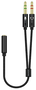 Aisens Cable Adaptador Audio Jack 3.5 2x Macho 3-pin a 1x Hembra 4-pin 25cm Negro