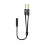 Aisens Cable Adaptador Audio Jack 3.5 2x Macho 3-pin a 1x Hembra 4-pin 25cm Negro