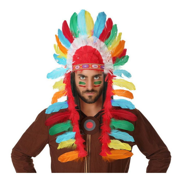 Atosa TOCA Pluma Jefe Indio Multicolor para Carnaval y Disfraces del Lejano Oeste - 29 x 90 cm