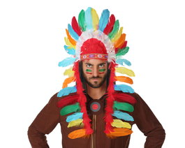 TOCA Pluma Jefe Indio Multicolor para Carnaval y Disfraces del Lejano Oeste - 29 x 90 cm