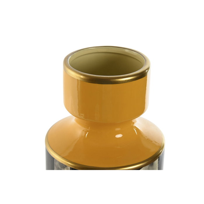 DKD Home Decor Jarrón de Porcelana Amarillo JING ESTAT 14x14x39,5 cm