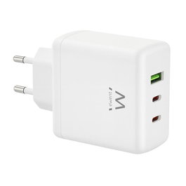 Ewent Cargador 95W EW1333 con 2x USB Tipo C y USB Tipo A, Cargador de Pared de Alta Potencia para Portátil, Teléfono y Tablet