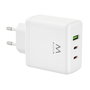 Ewent Cargador 95W EW1333 con 2x USB Tipo C y USB Tipo A, Cargador de Pared de Alta Potencia para Portátil, Teléfono y Tablet