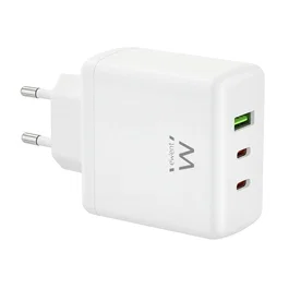 Ewent EW1333 Cargador Rápido GaN 65W 2x USB-C y 1x USB-A Blanco