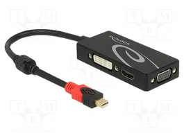 DeLOCK Adaptador mini DisplayPort 1.2 a VGA/HDMI/DVI 4K Negro