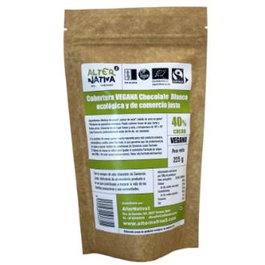 Alternativa 3 Cobertura Chocolate Blanco Ecológico 40% Cacao 225 g, Comercio Justo, Sin Gluten