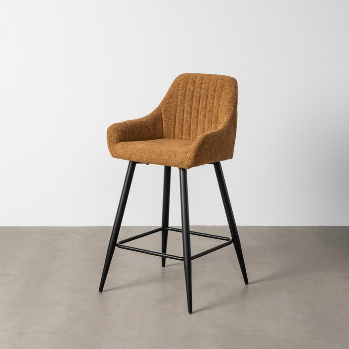 Taburete Marrón Tejido-Metal Salón 47 X 47 X 93 cm (Set de 2)