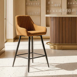 Taburete Marrón Tejido-Metal Salón 47 X 47 X 93 cm (Set de 2)