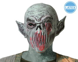 Mutante MÁSCARA LÁTEX Verde Con Orejas Puntiagudas y Boca Deformada para Halloween, Terror y Teatro