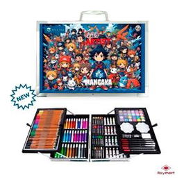 Alex Bog Maletín de Aluminio Set de Arte Studio 145 Piezas con Lápices, Rotuladores, Témperas, Acuarelas y Ceras