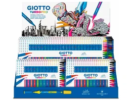 Giotto Turbo Pro Rotulador de Doble Punta Acuarelable - Expositor Sobremesa (6 Cajas de 15 Colores + 4 Cajas - 30 Colores Vibrantes)