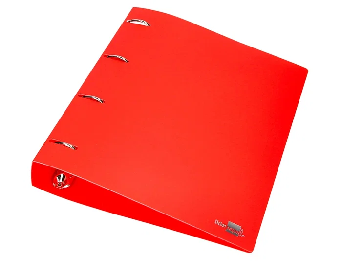 Liderpapel Carpeta 4 Anillas 40 Mm Polipropileno Din A4 Rojo Translucido