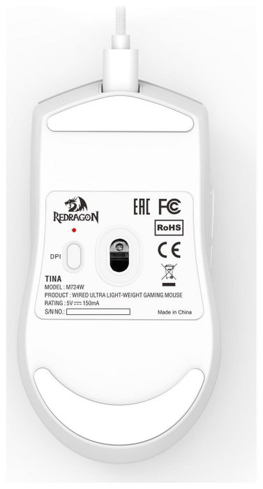 Redragon M724W K1NG Ratón Gaming Láser 12400 DPI USB Blanco