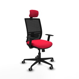 PIQUERAS Y CRESPO Silla de oficina Yunquera con mecanismo Sincro/Traslack, Rojo y Negro