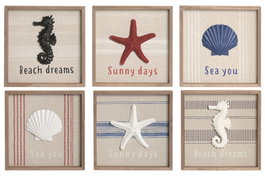 DKD Home Decor Cuadro MDF Resina 25x2,5x25 Marino 3D Surtido de 6