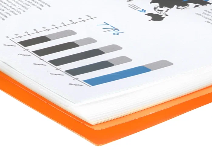 Liderpapel Carpeta escaparate con espiral 60 fundas polipropileno naranja DIN A4
