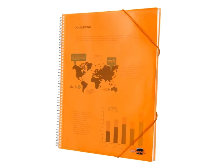 Liderpapel Carpeta escaparate con espiral 60 fundas polipropileno naranja DIN A4