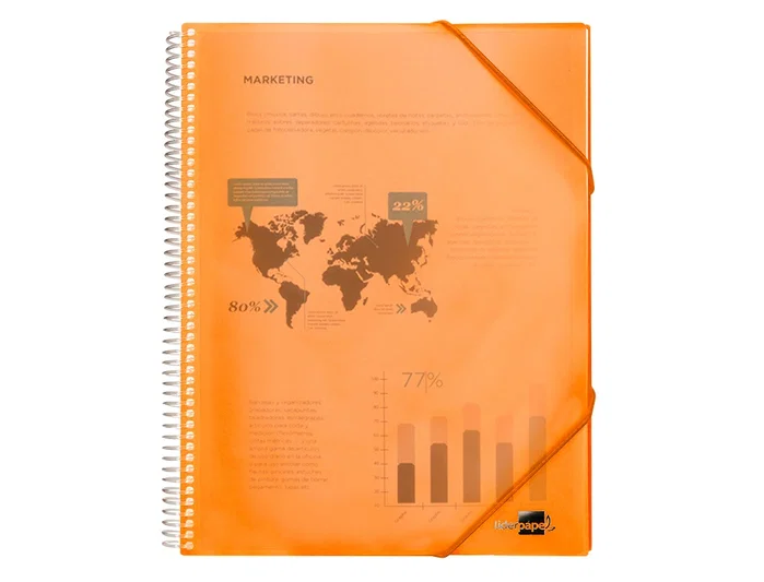 Liderpapel Carpeta escaparate con espiral 60 fundas polipropileno naranja DIN A4