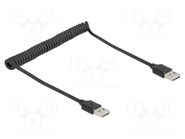 DeLOCK Cable espiral EASY-USB 2.0 USB A a USB A 0,8 m Negro