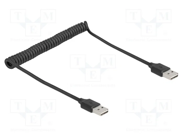 DeLOCK Cable espiral EASY-USB 2.0 USB A a USB A 0,8 m Negro