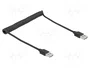 DeLOCK Cable espiral EASY-USB 2.0 USB A a USB A 0,8 m Negro