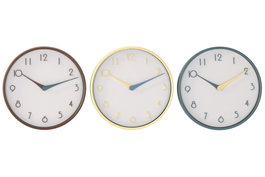 DKD Home Decor Reloj de Pared de PVC Surtido de 3 Colores