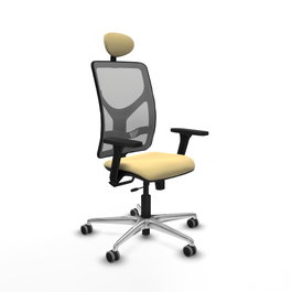 PIQUERAS Y CRESPO Silla de oficina Motilla con mecanismo Sincro/Traslack Crema y Gris