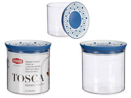 Stefanplast Bote Plastico Hermetico Redondo Tosca Azul 700 ml 11 x 11 x 11 cm (Set de 12)