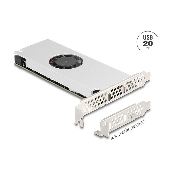 DeLOCK 90805 Tarjeta PCIe USB Tipo C Dual Channel 2 x 20 Gbps con Ventilador, Perfil Bajo
