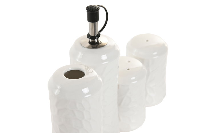 DKD Home Decor Pengjia flower 2025 Aceitera Vinagrera Set de 4 Piezas Porcelana Bambu Blanco Natural 17x19x17 cm DKD Home Decor Pengjia flower 2025 Aceitera Vinagrera Set de 4 Piezas Porcelana Bambu Blanco Natural 17x19x17 cm