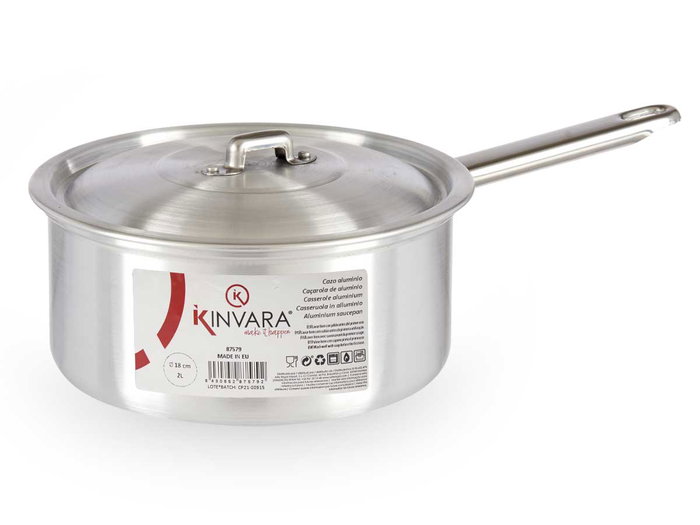 Kinvara Cazo Aluminio Con Tapa 18 cm Plata 2 L Apto Gas Horno Lavavajillas (Set de 10)